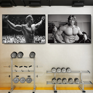 施瓦辛格挂画健身房健美运动俱乐部励志装饰画肌肉男工业风壁画