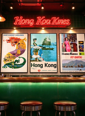 港式茶餐厅挂画粤式菜馆怀旧打卡墙挂画糖水铺私房菜咖啡店壁画