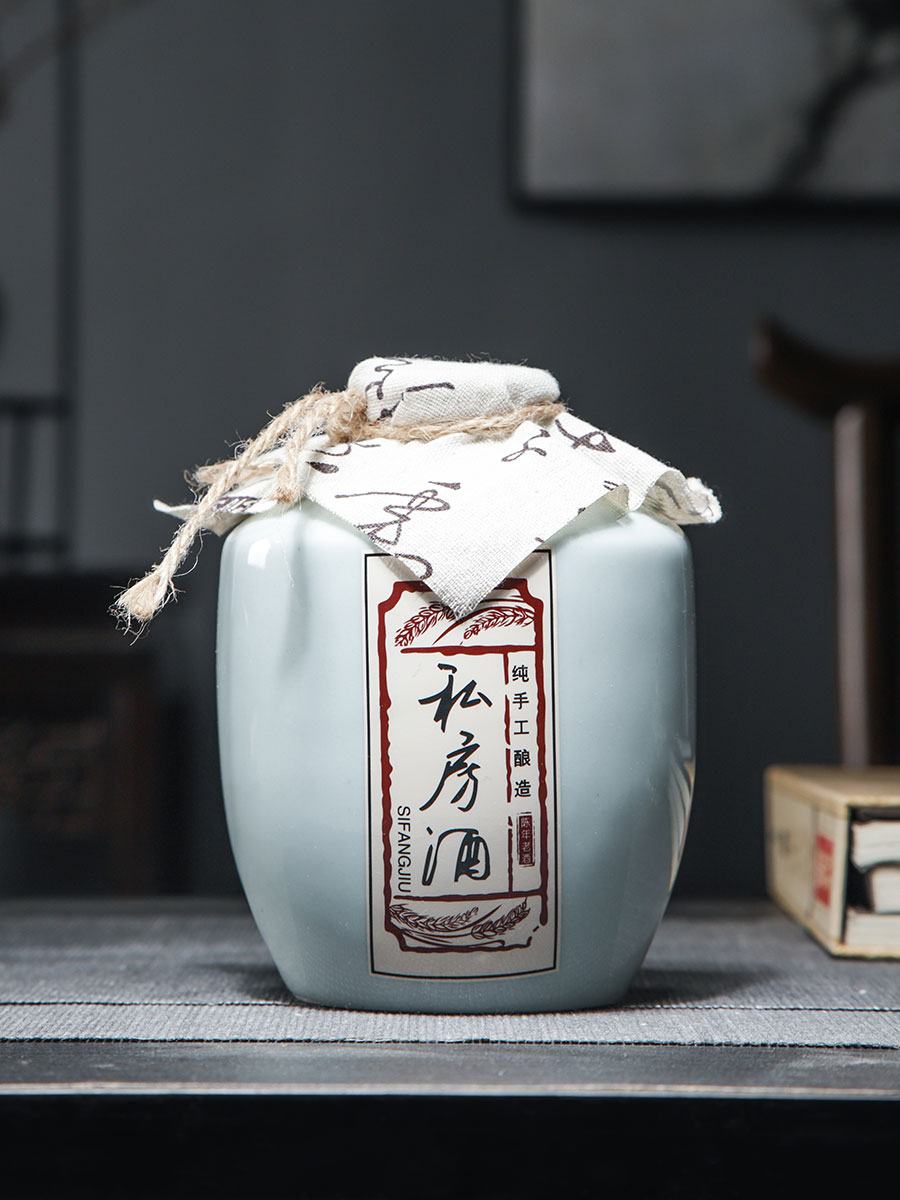 Jingdezhen ceramic wine bottle 1 catty 2 catty 5 catty 10 catty empty sealed liquor pot small wine tank wine jar household ornaments