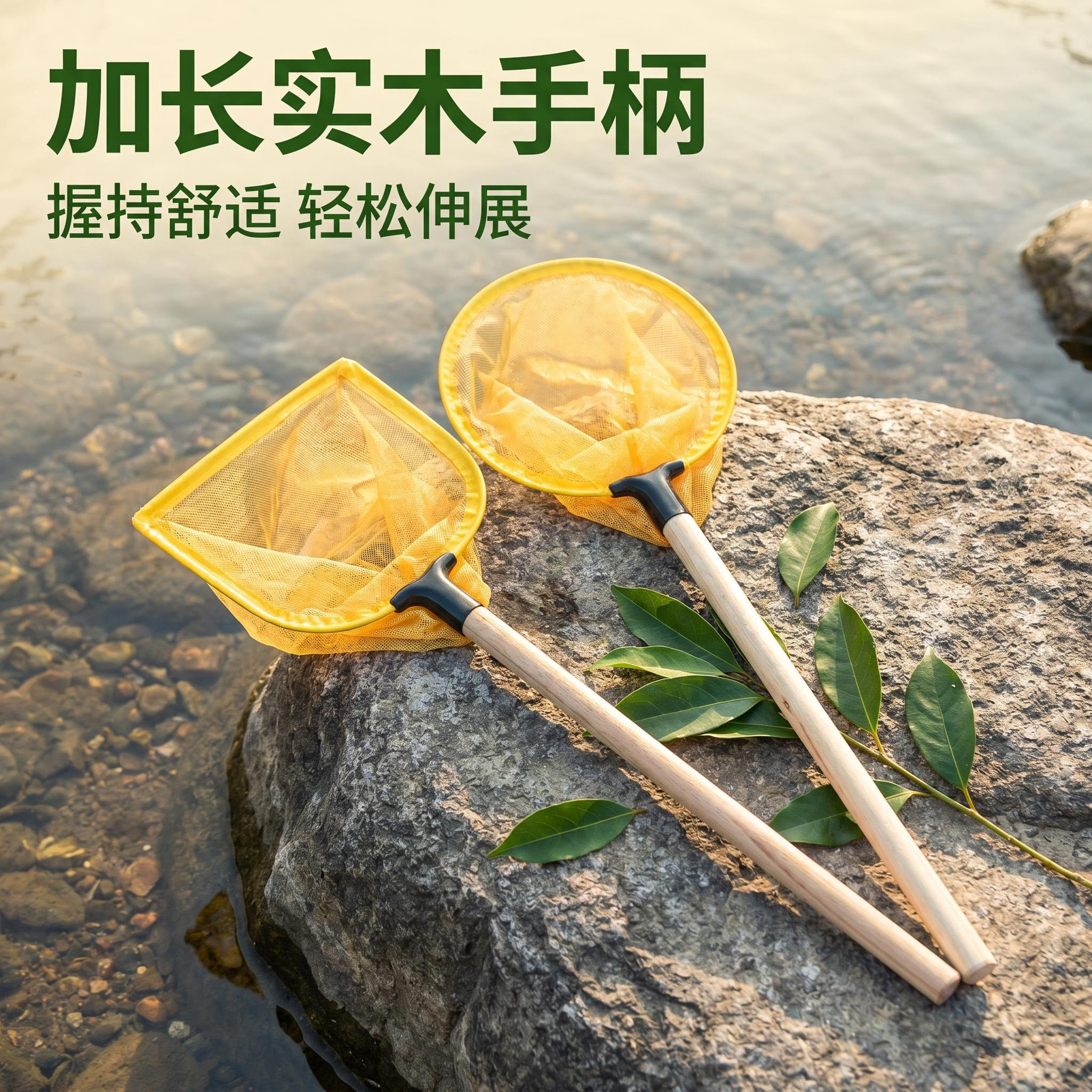 便携小眼实木柄捞鱼网