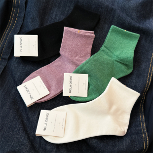 吉良先生 女士短袜纯棉白色女袜简约百搭日系春夏薄款低帮袜子女