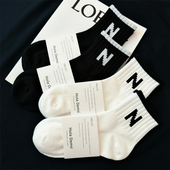 袜子男士 中筒袜纯棉薄款 透气防臭短袜男潮ins纯白色跑步运动袜男