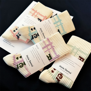 吉良先生 纯棉女袜子秋冬加厚高品质女士中筒袜潮ins韩系网红长袜