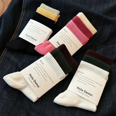 女士中筒袜ins百搭潮袜堆堆女袜