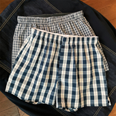 青年休闲格子居家格子四角短裤 宽松男士 透气男阿罗裤 纯棉夏季 内裤