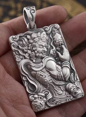 上尊男饰 不动明王属鸡本命佛吊坠 男 纯银 泰银项链 护身符