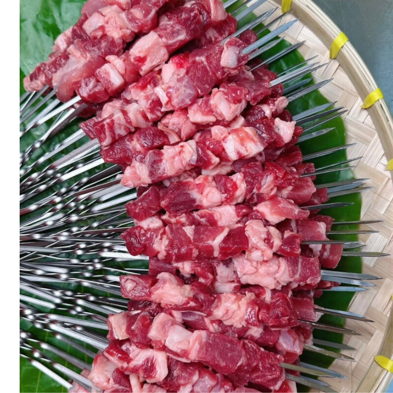 东北牛燕翅烤串生鲜雪花牛肉串烧烤食材烤肉鲜切半成品钢签