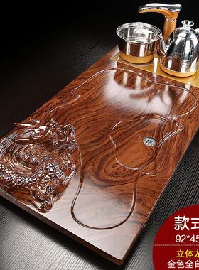 紫砂功夫茶具套装家用简约全自动电热炉柯木茶盘整套泡茶盖碗茶杯