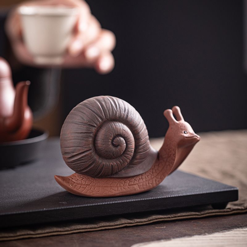 创意紫砂小蜗牛茶宠摆件可养茶玩茶桌装饰鱼缸盆栽微景观造景配件