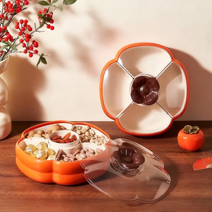 果盘高级感轻奢客厅茶几食品级零食糖果盘分格不串味可拆卸干果盘