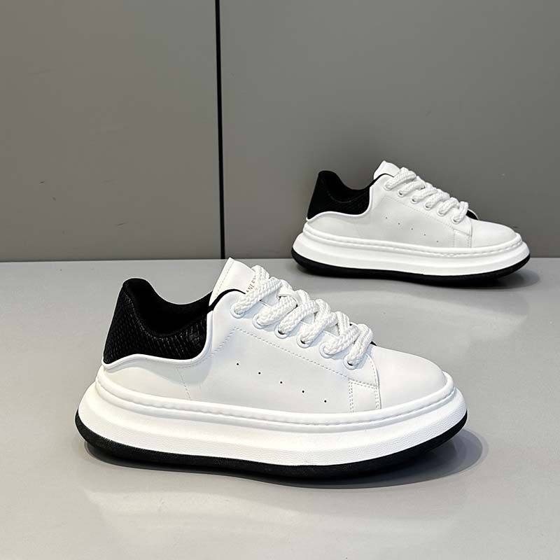 男士小白鞋2026春季款时尚休闲鞋皮面厚底舒适潮流运动百搭韩版鞋,流行男鞋,时尚休闲鞋,淘宝优惠券,粉丝福利购,淘宝优惠卷