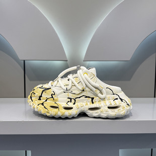 隐形增高6cm男士厚底潮牌拖鞋高级感2025小众设计透气阔腿老爹鞋