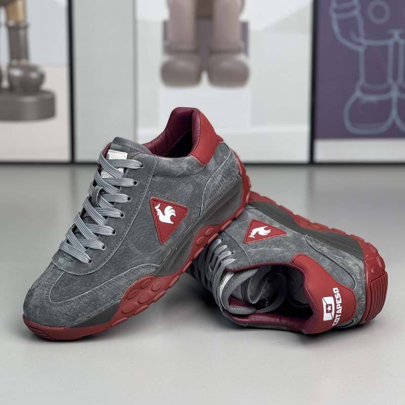 法国公鸡男鞋秋冬季新款休闲鞋透气真皮百搭运动磨砂反毛皮阿甘鞋