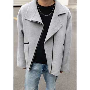 大衣男 澳洲羊毛羊绒混纺廓形拉链短款 CHANSUER 折扣促销