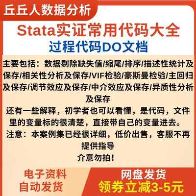 Stata实证常用代码大全，过程代码Do文档，Stata命令代码实证分析