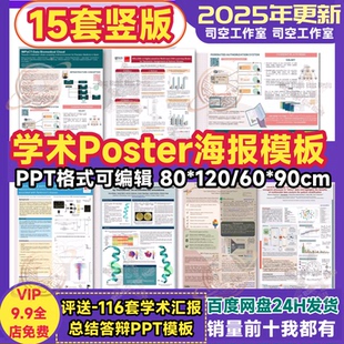 学术会议海报模板poster科研讲座80*120/60*90壁报竖版素材PPT