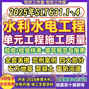 SLT631-2025水利水电单元工程质量验收表检验模板填写规范例指南