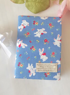 青芽 丝带小兔碎花手帐书衣简约记事方方本封套week定制A5A6余白