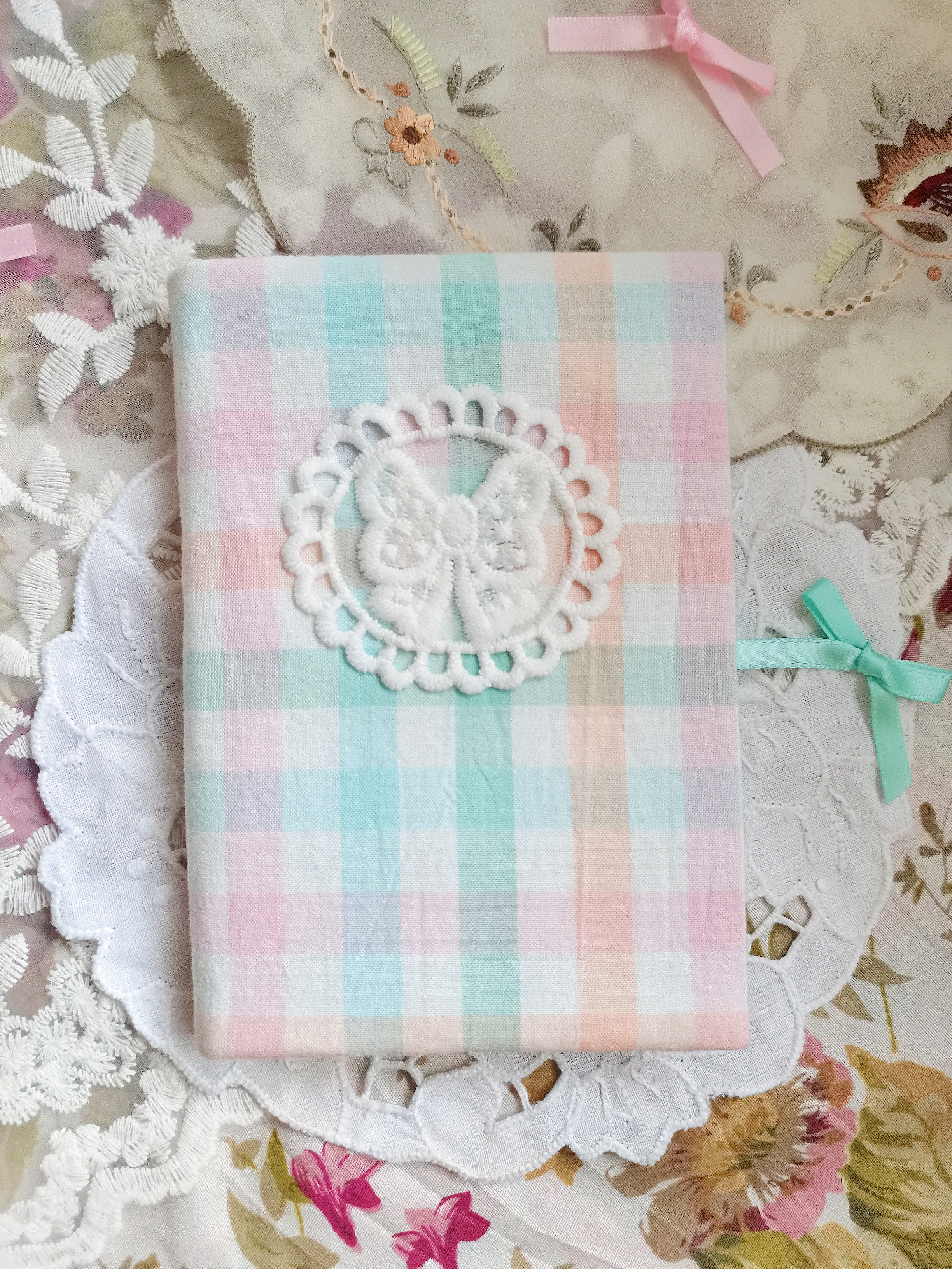 糖果格子马卡龙色余白定制书衣