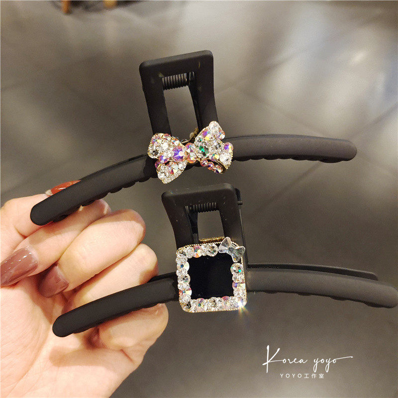 13厘米原创磨砂树脂双面进口镶钻简约风大抓夹马尾夹发抓发夹发饰