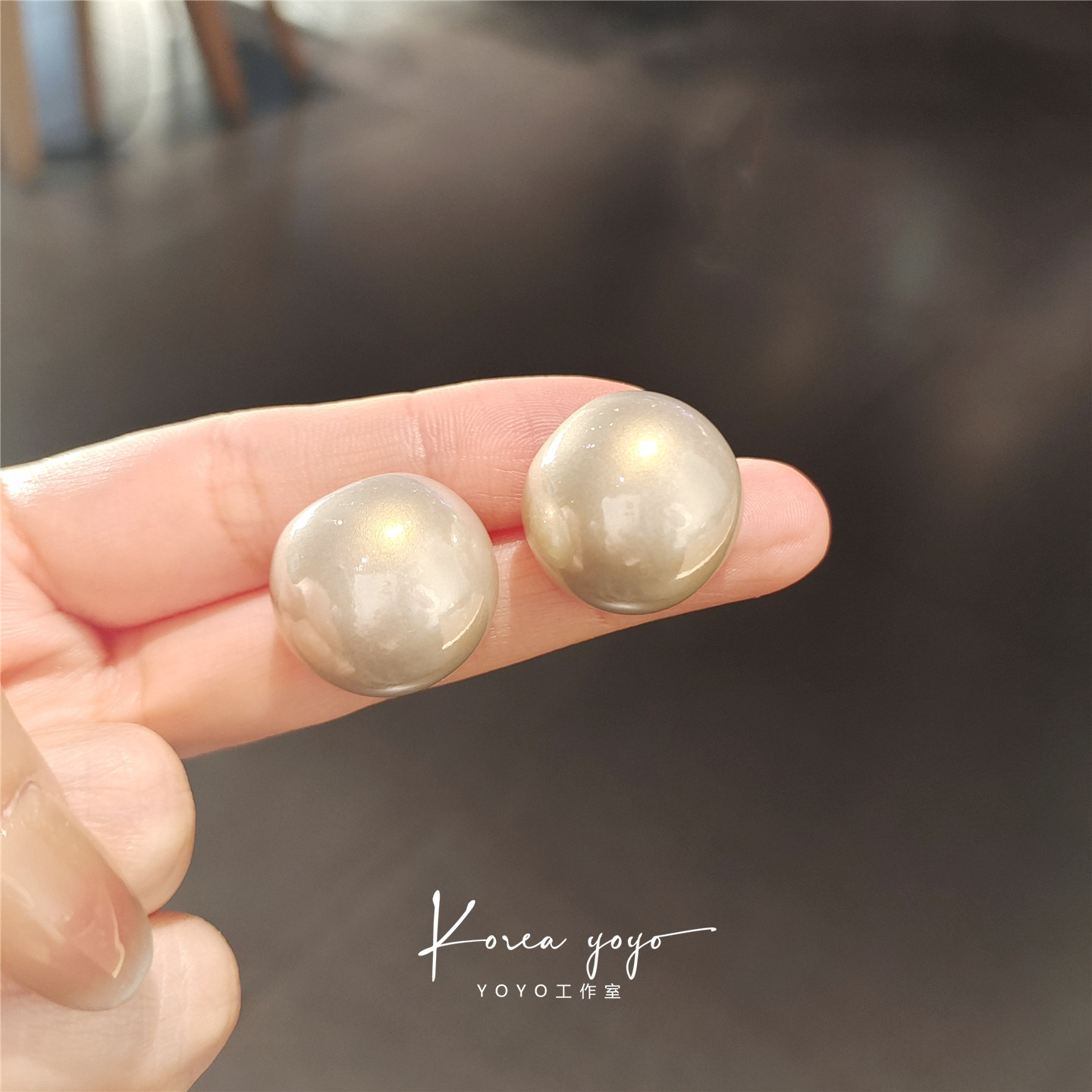 设计感金属仿珍珠耳钉女925银针高级感百搭气质圆形耳环耳饰