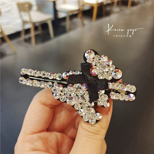 高级感满钻小熊镶钻水钻发夹边夹新款侧夹发饰头饰刘海夹卡子