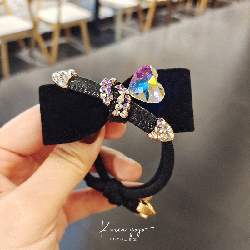 高级感绒质水晶镶钻发绳