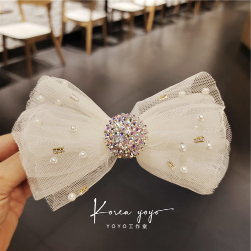 纱镶水钻发夹横夹顶夹发卡头饰夹子发饰卡子头绳发绳皮筋