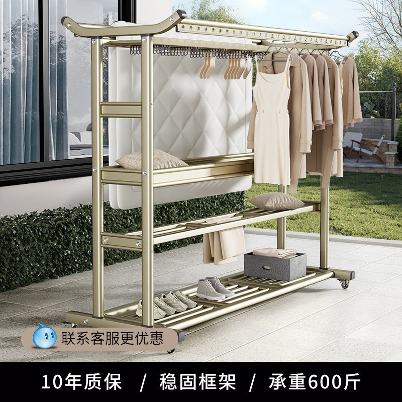大型室外别墅落地家用晾衣架移动防风多功能晒衣架庭院晒被凉衣架