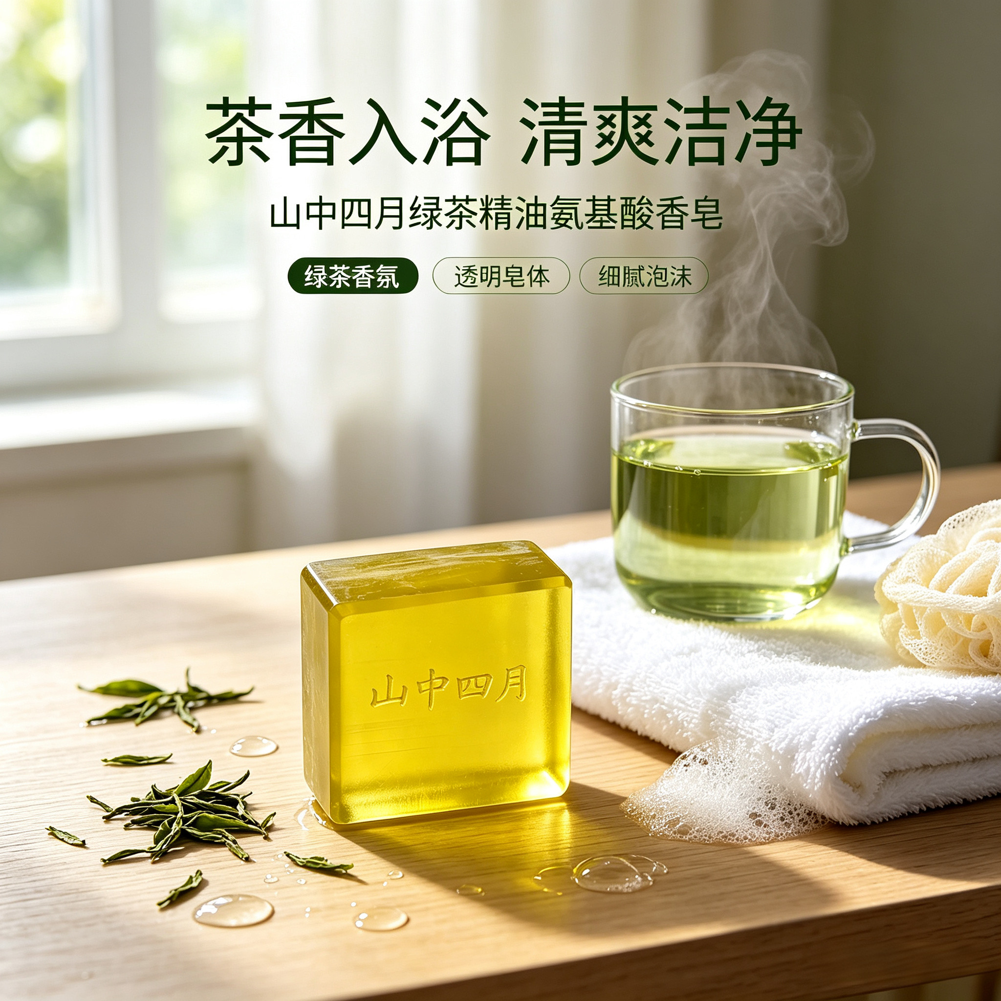 山中四月绿茶精氨基酸手工皂