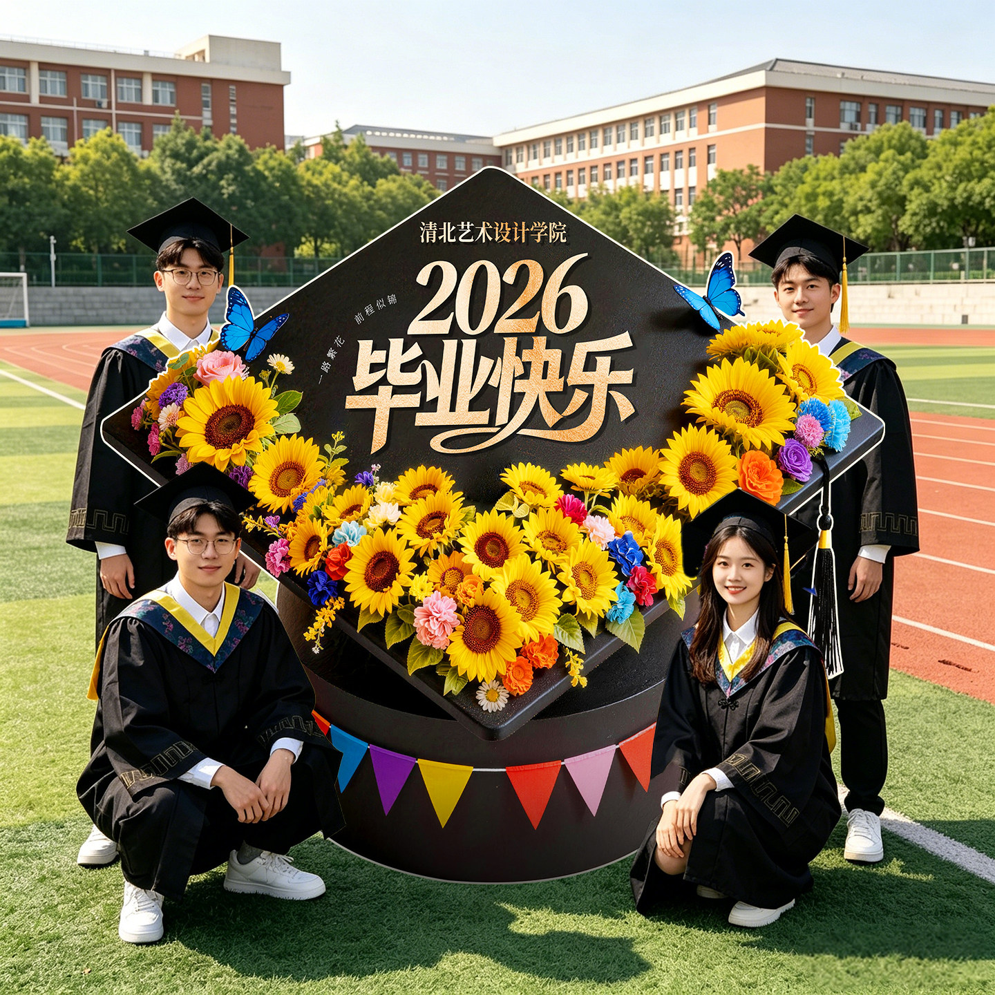 大学毕业季典礼晚会拍照打卡签名场景氛围布置装饰背景活动kt展板