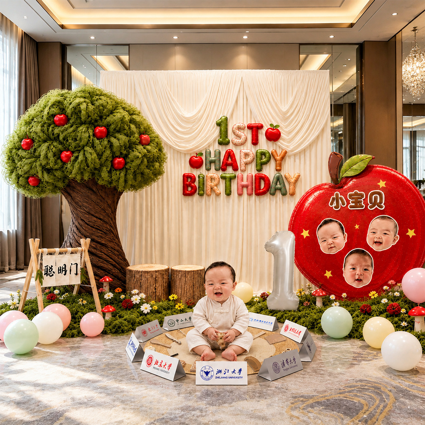 森系宝宝一周岁礼生日宴场景布置图片