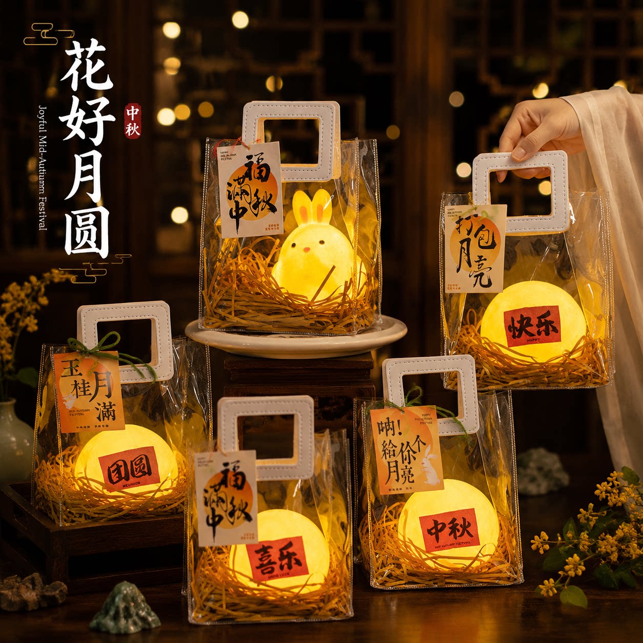 中秋灯笼小礼品礼物儿童发光手提图片