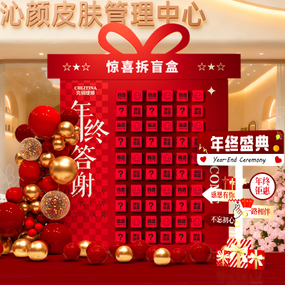 年终盛典周年庆布置盲盒墙kt板