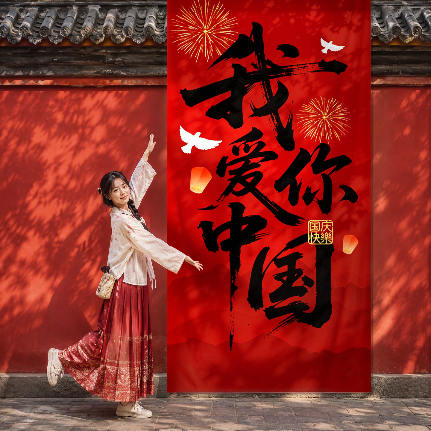 国庆节氛围布置场景装饰挂布条幅图片