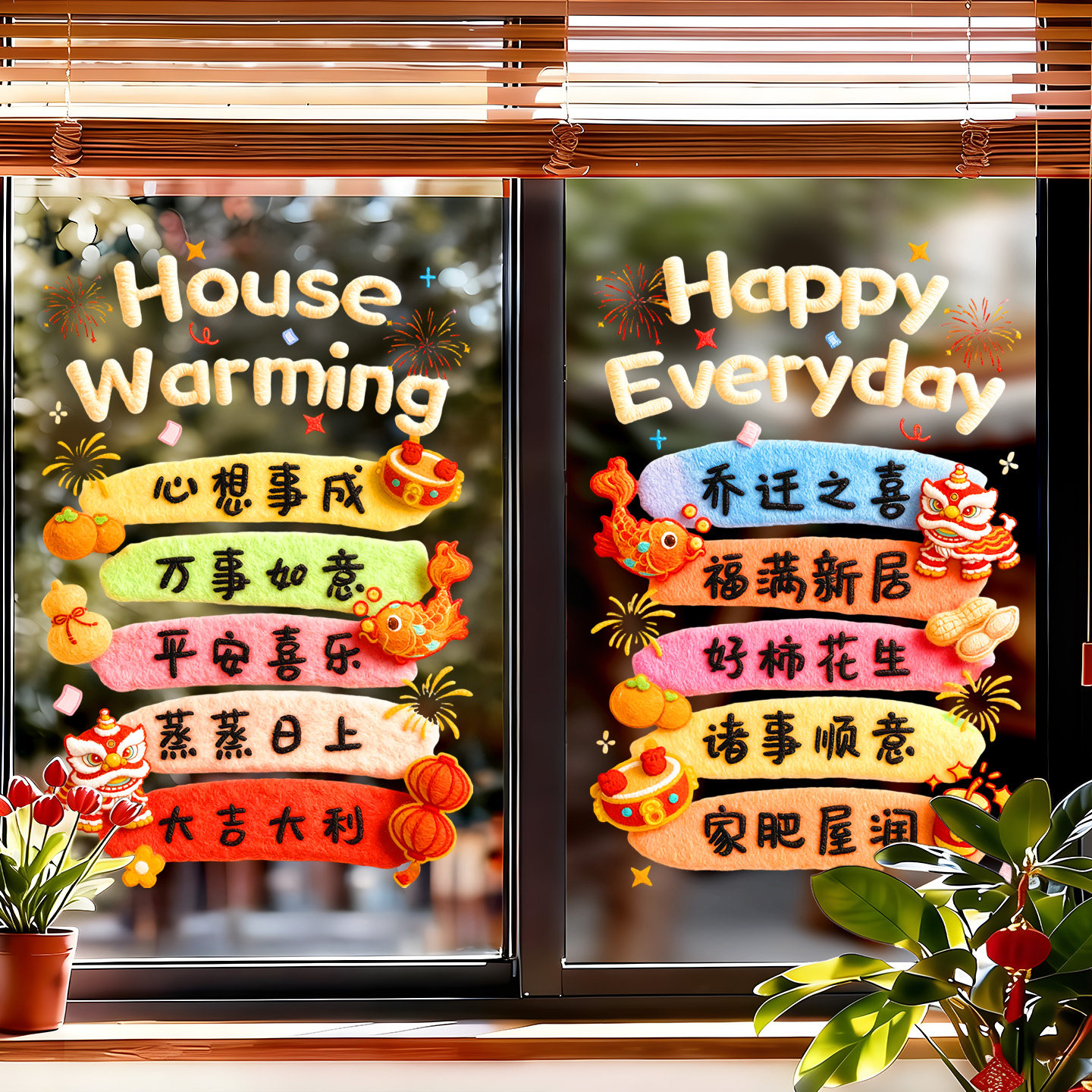 乔迁之喜装饰新居窗花静电贴毛绒门贴贴纸氛围布置厨房客厅新中式,家居饰品,软装墙贴,淘宝优惠券,粉丝福利购,淘宝优惠卷