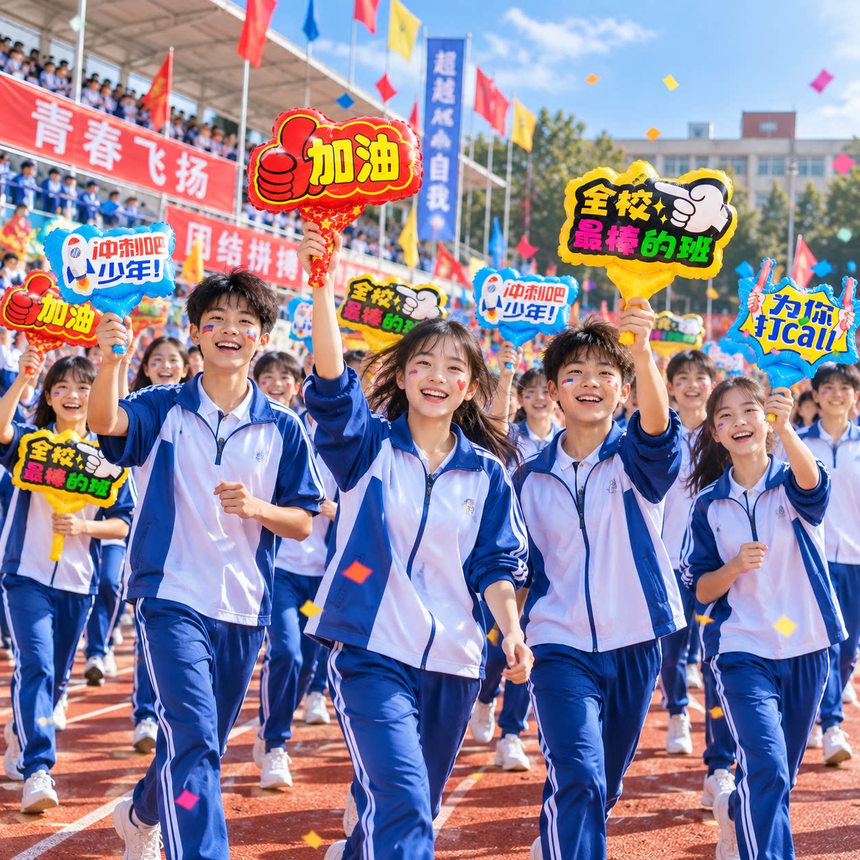 运动会入场创意道具氛围气球加油棒初中高中学校开幕式助威手举牌