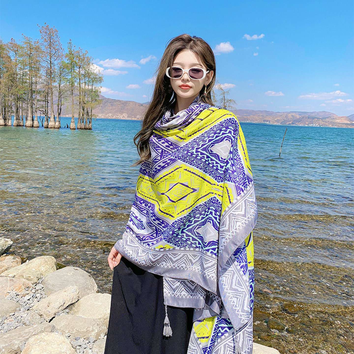 夏季民族风百搭防晒披肩丝巾女