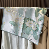 夏季 小清新印花真丝丝巾女杭州丝绸亲肤100桑蚕丝围巾送礼70方巾