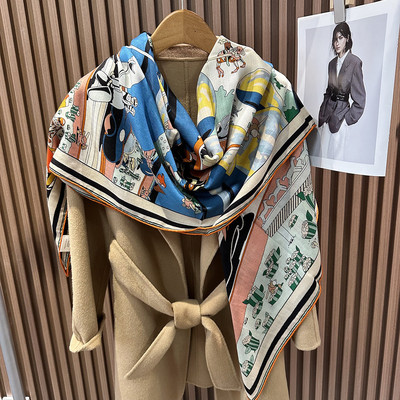 超现实枢纽真丝羊毛围巾