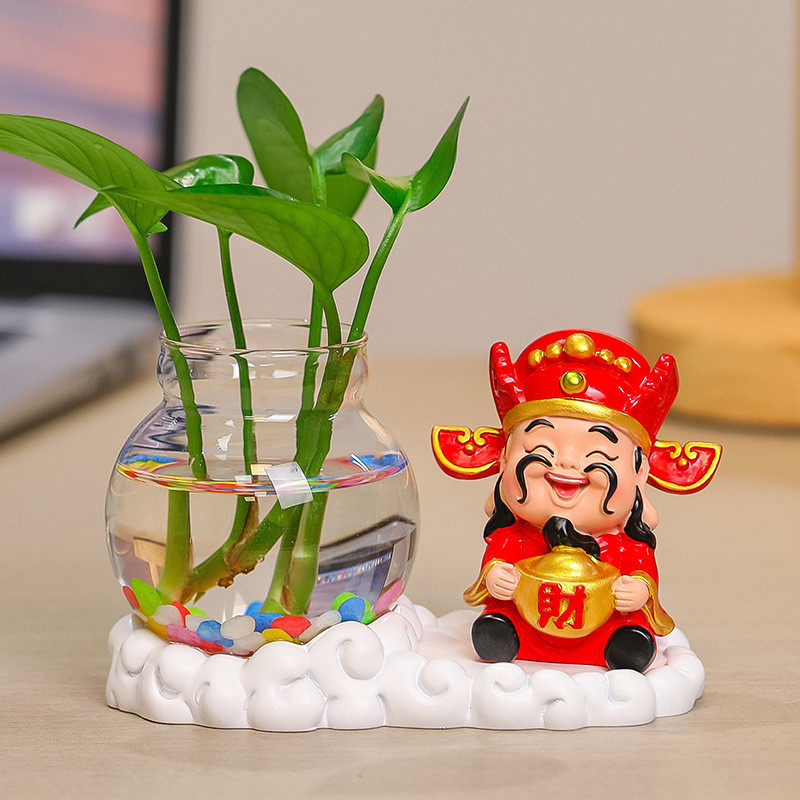 2025年喜气财神爷办公室水养绿萝花瓶器皿桌面护眼绿植水培小摆件,工业油品/胶粘/化学/实验室用品,树脂,淘宝优惠券,粉丝福利购,淘宝优惠卷