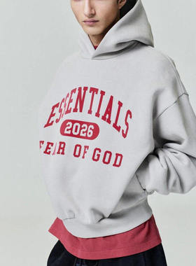 重磅棉精品FOG ESSENTIALS2026印花连帽卫衣男美式潮流宽松加绒