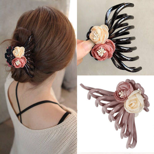 韩国抓夹头饰发饰顶夹大号气质花朵丸子头盘发夹子马尾发卡