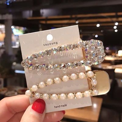 水晶珍珠发夹ins网红bb夹小夹子