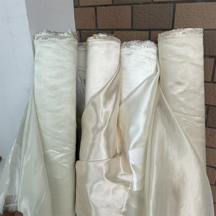 进口真丝涤时装 礼服蓬蓬裙子设计师布料挺阔 面料香槟白色泰丝晚装