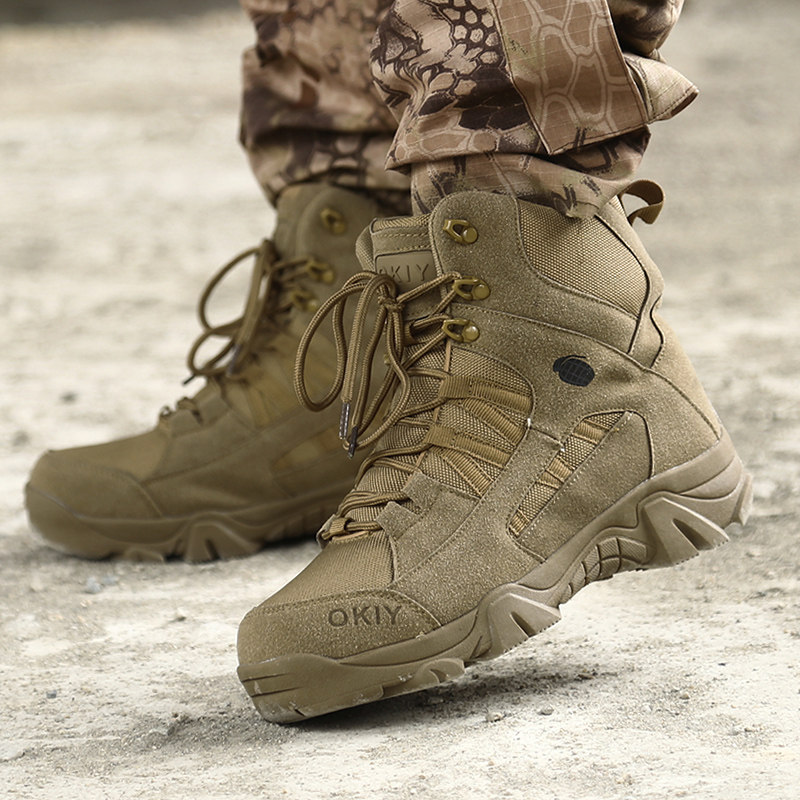 AUTUMN MARTIN BOOTS MENS DESERT WORKWEAR AS TACTICAL BOOTS TRAINING SIDE ZIPPER OUTDOOR MOUNTAINEERING HIGH-TOP MILITARY TRAINING BOOTS