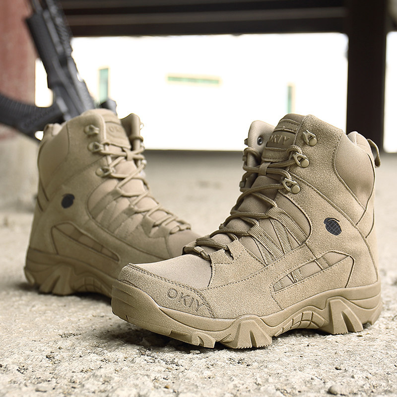 AUTUMN MARTIN BOOTS MENS DESERT WORKWEAR AS TACTICAL BOOTS TRAINING SIDE ZIPPER OUTDOOR MOUNTAINEERING HIGH-TOP MILITARY TRAINING BOOTS