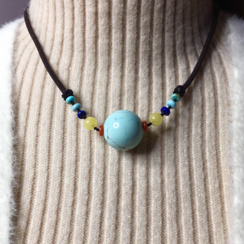 天然原矿正品保真高瓷绿松石项链