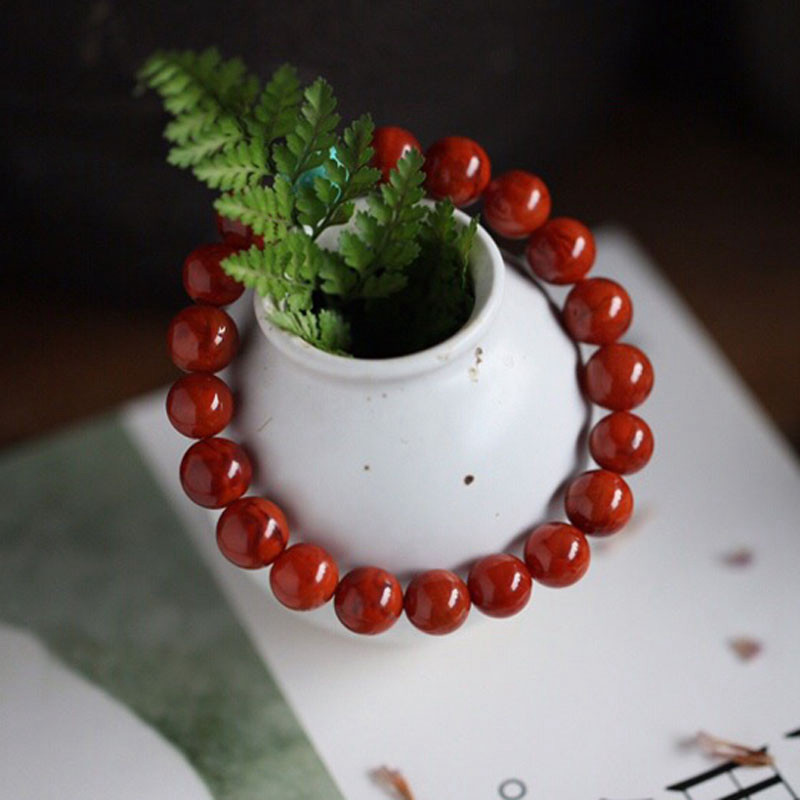 양산 자연 남쪽 붉은 마노 팔찌 풀 컬러 전체 육체 감 레드 단일 원형 여성 하이 엔드 조디악 년 선물 팔찌