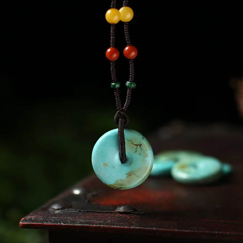 天然原矿正品绿松平安扣吊坠